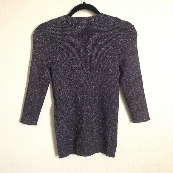 Maje NWT Metallic Ribbed Knit Sweater Top Sz 3 L - Picture 4 of 6